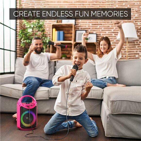 Bluetooth Karaoke Machine with 1 Wireless Karaoke Microphone and 1 Wired Mic - Picture 3 of 6